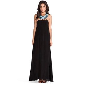 Karina Grimaldi Black Silk Maxi Dress Small